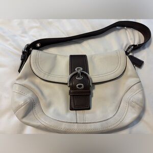 Coach Stylish Cream and Brown Shoulder Bag